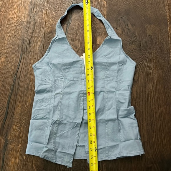 UO Sari Seamed Linen-Blend Halter Vest Top - Picture 6 of 6
